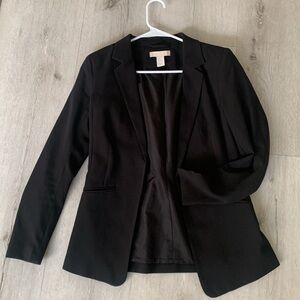 H‎ & M black open blazer size 4 classic career elegant mid length casual
